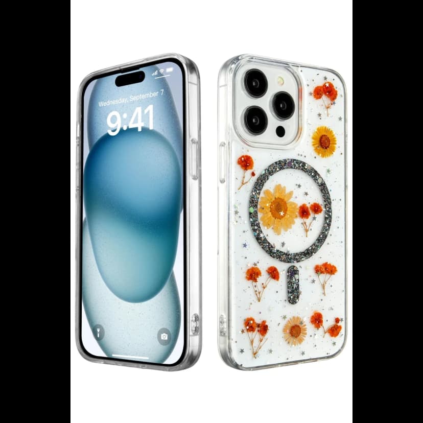 Newface Apple iPhone 15 Pro Max Kılıf Daisy Simli Magsafe Kapak