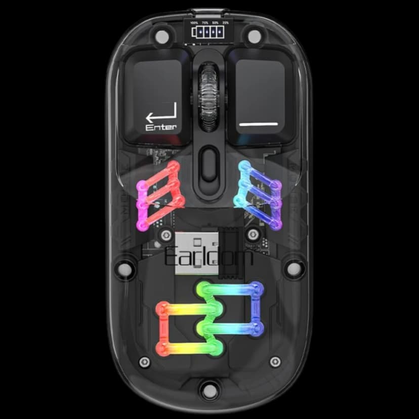Earldom KM16 1600 DPI Sessiz Transparan Yapılı RGB Kablosuz Ofis Mouse