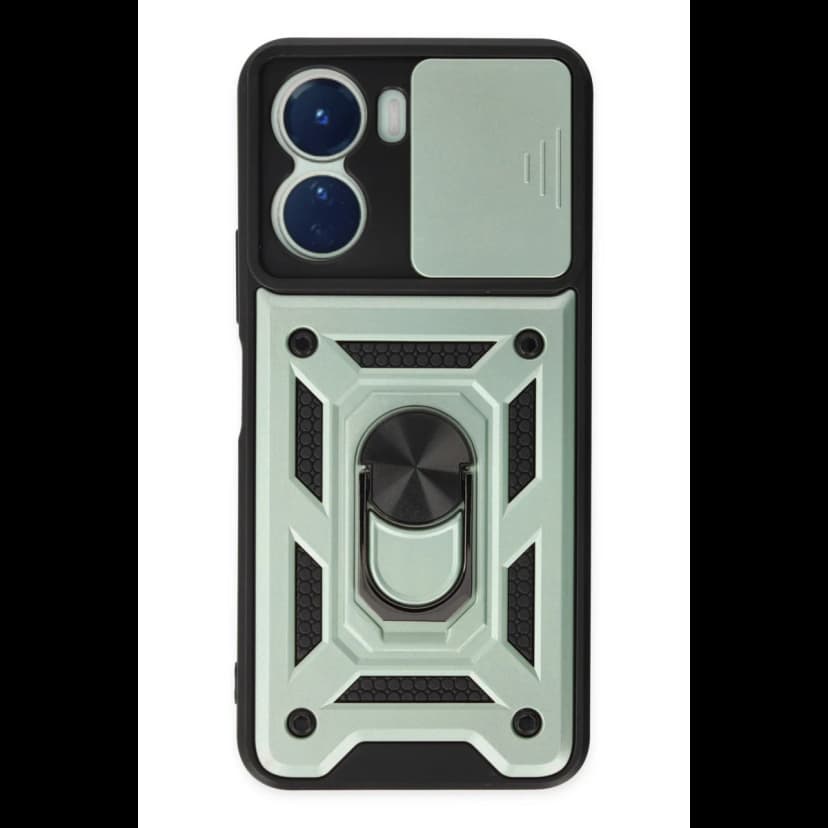 Newface Vivo Y16 Kılıf Pars Lens Yüzüklü Silikon